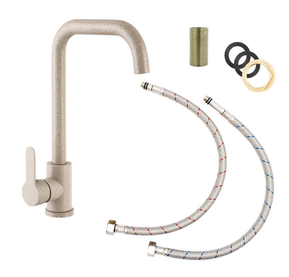 Lavre Spültischarmatur STEEL Küchenarmatur Einhebelmischer Hochdruck, beige gesprenkelt Bild 4