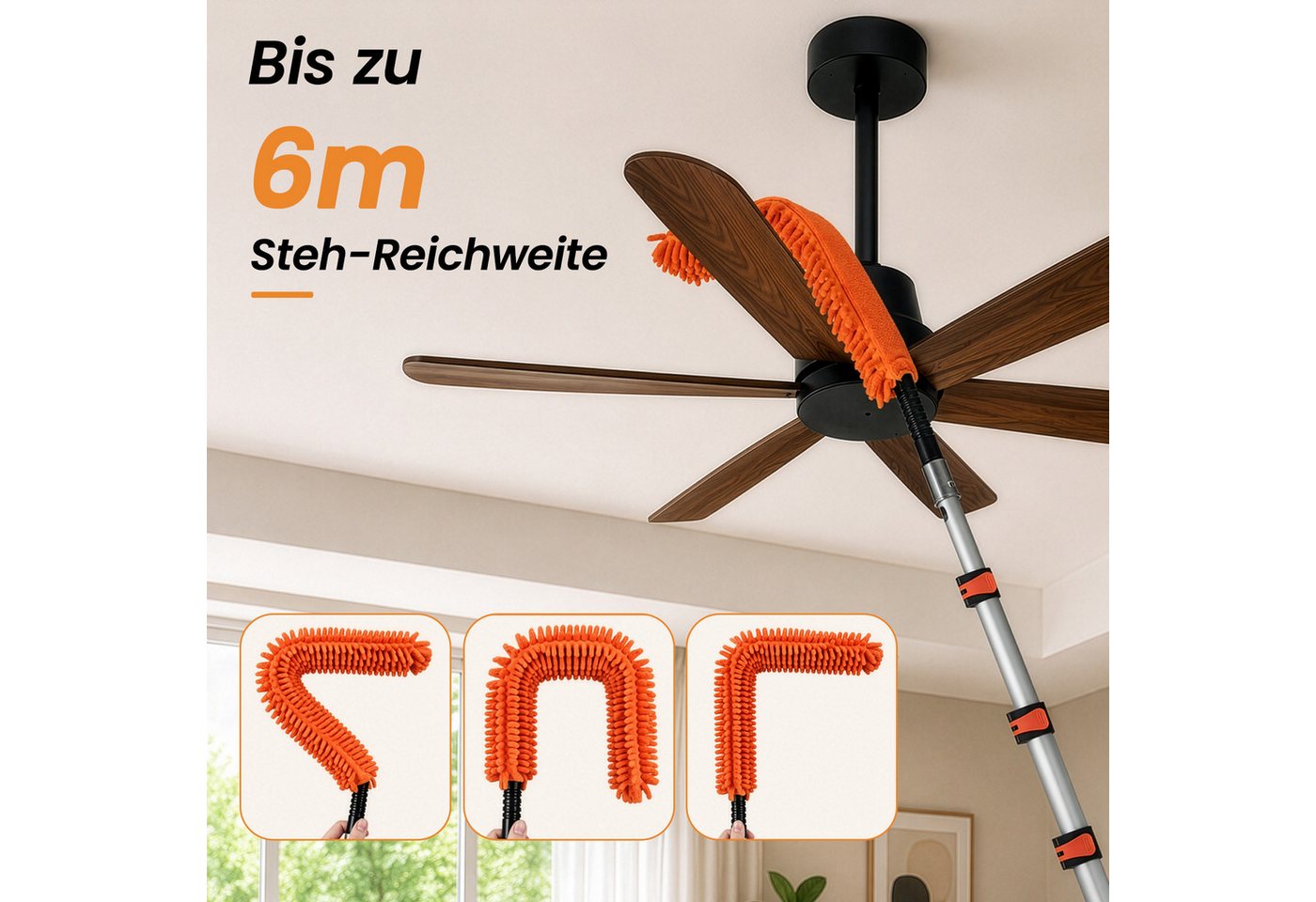 Youyijia Staubwedel 6M Teleskop Staubwedel Set, 6-teiliges Reinigungsset