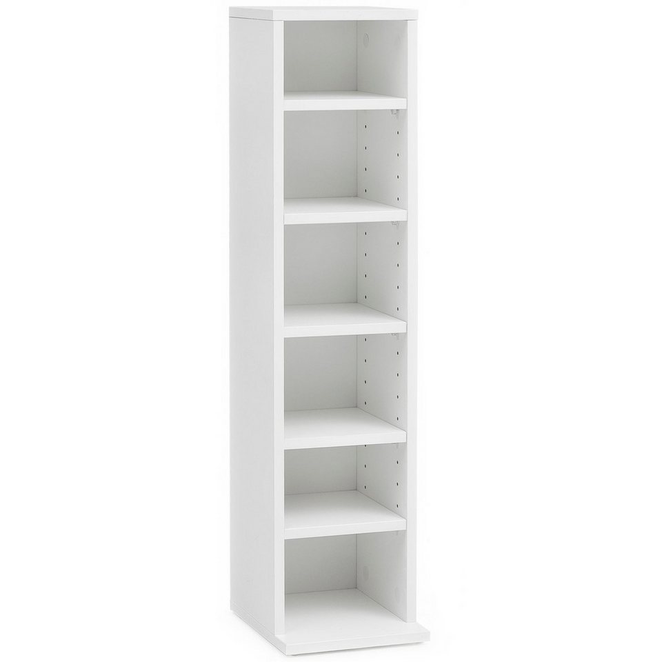 Wohnling CD-Regal WL5.836 WL5.836 Holz 21x90x20cm Modern Bücherregal 6 Fächer Standrega, 21x90x20 cm, Offenes Bücherregal Schmal Weiß, CD Aufbewahrung Klein, Nischenregal 6 Fächer Bild 3