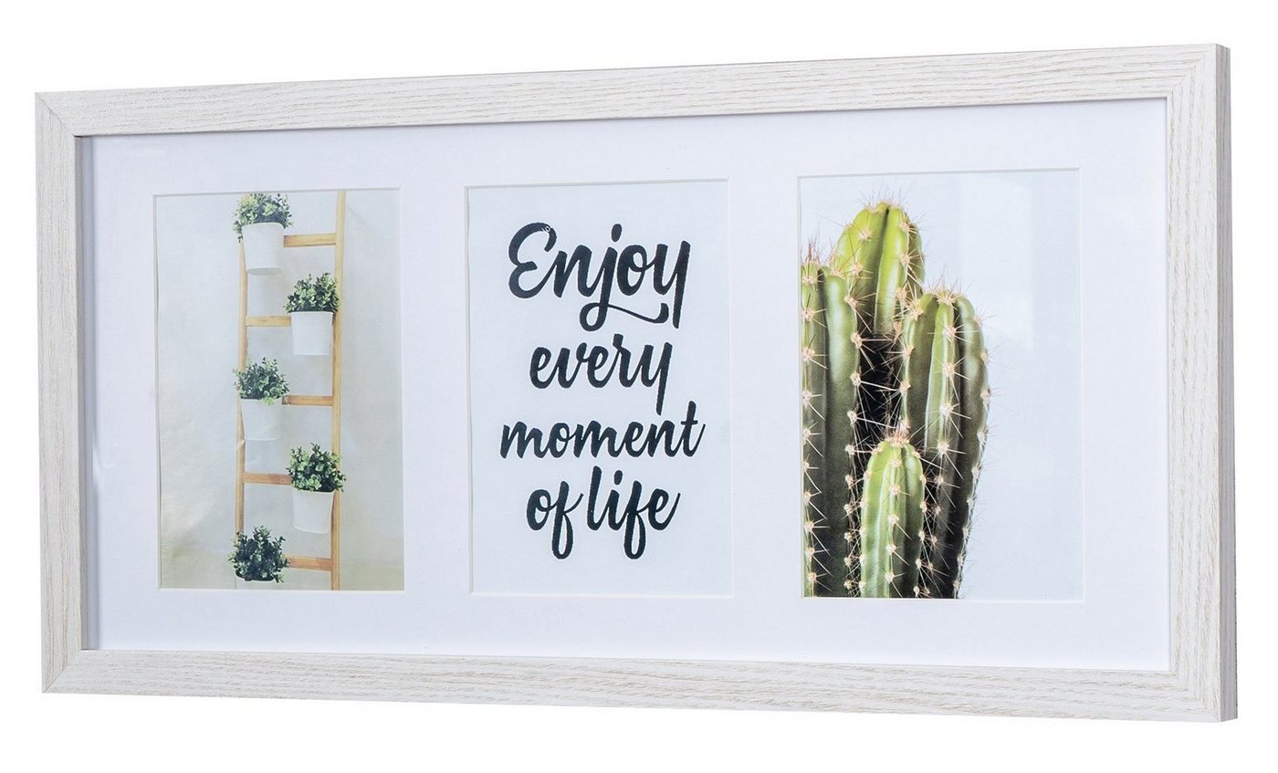 Levandeo® Bilderrahmen, Bilderrahmen für 3 Fotos 13x18cm Eiche Weiß Holz Portrait Collage