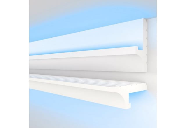 HEXIMO Eckprofil (LED-Schattenfugenprofil Stuckleisten, indirekte Beleuchtung XPS Styropor-Trockenbau-Deckenschattenfugenprofil Trockenbau-Schattenfuge (30,6 Meter HLED 14)