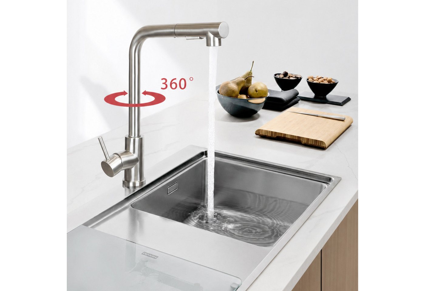 Ledklang Spültischarmatur Edelstahl 360° drehbar Ausziehbarer Brause 2 Strahlarten Küchenarmatur (1-St) für Einhebelmischer Mischbatterie Wasserhahn Küche Bild 2