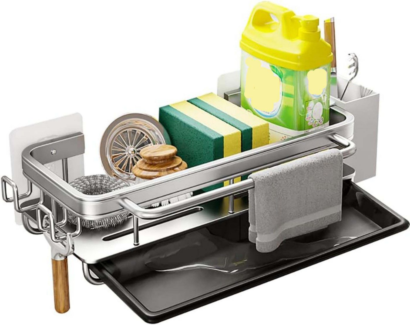 Coonoor Küchenorganizer-Set Spülbecken Organizer Edelstahl mit Handtuchhalter
