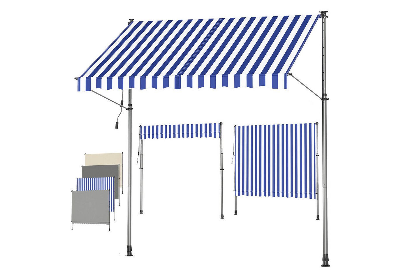 SONGMICS Klemmmarkise Balkonmarkise, höhenverstellbar, für Balkon, Terrasse, Garten (ohne Bohren mit Handkurbel inkl. Zubehörpaket & Anleitung) mit Handkurbel, Sonnenschutz, 300 x 120 cm Bild 5
