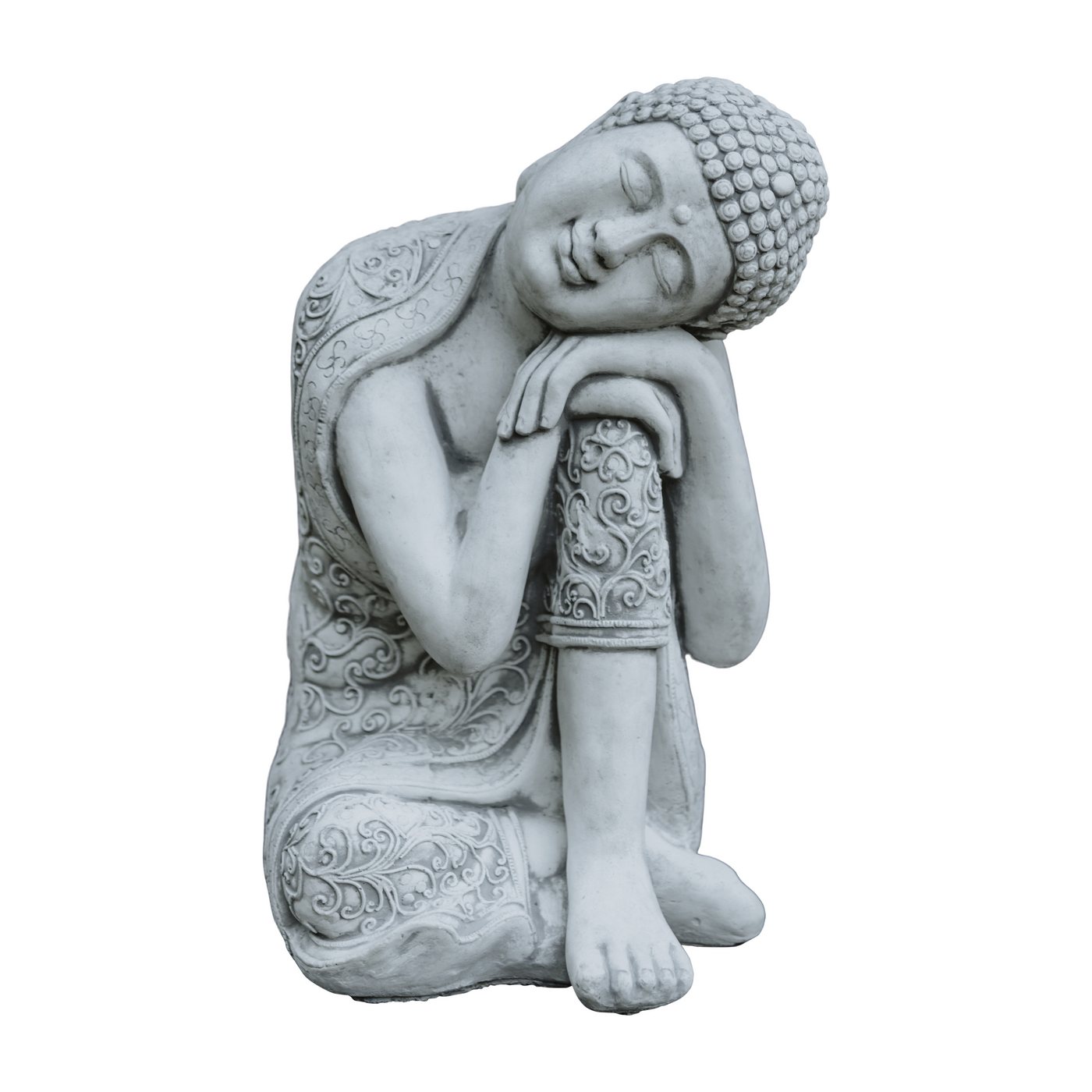 gartendekoparadies.de Gartenfigur Knieende Buddha Statue, Steinfigur, H. 60 cm, 68 kg, Steinguss, Frostsicher Bild 4