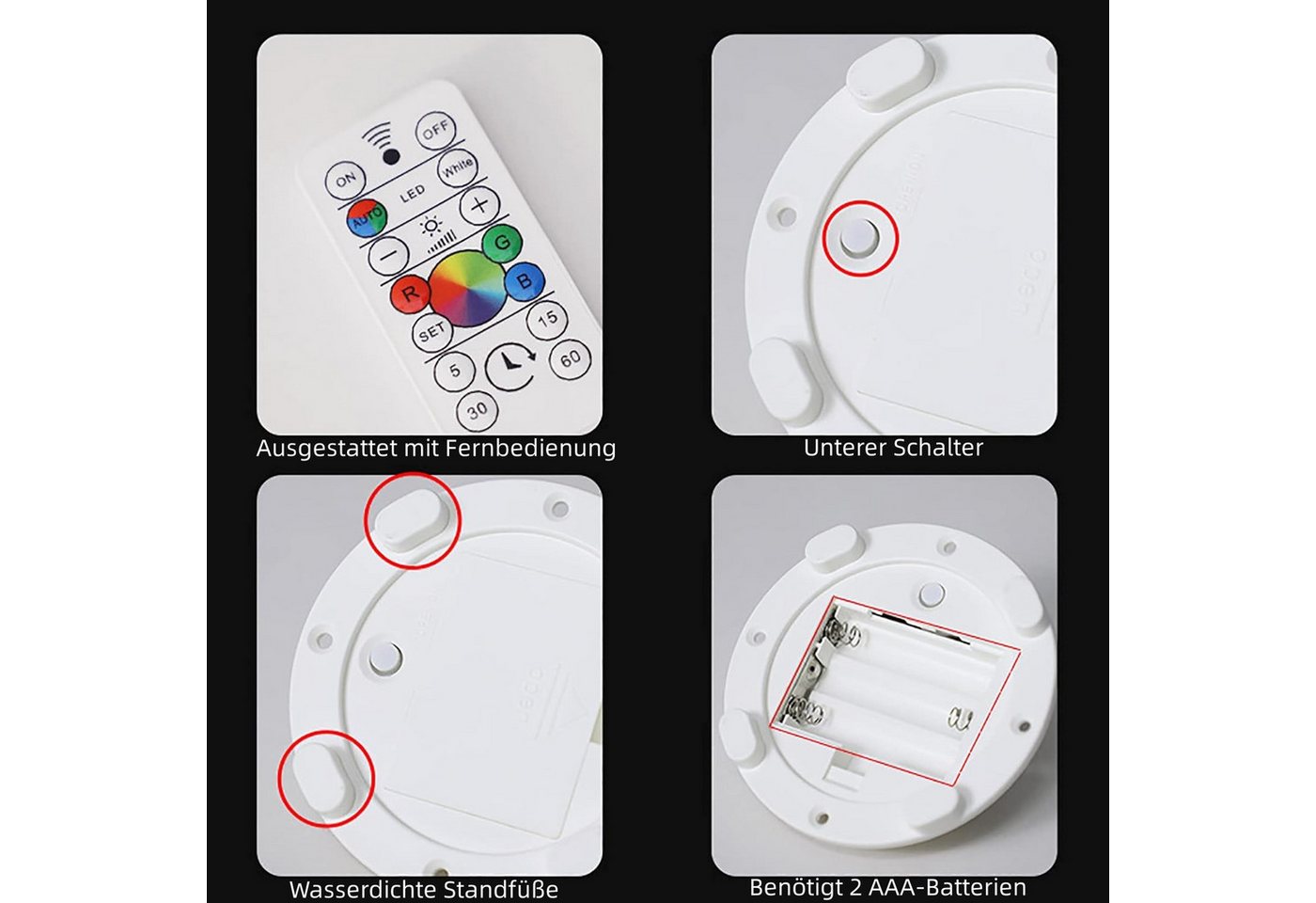 POPOLIC Nachttischlampe LED-Nachttischlampe für Babyzimmer, Kinderzimmer und Außenbereich, dimmbare, augenschonende Schreibtischlampe mit 7 Farbwechseln