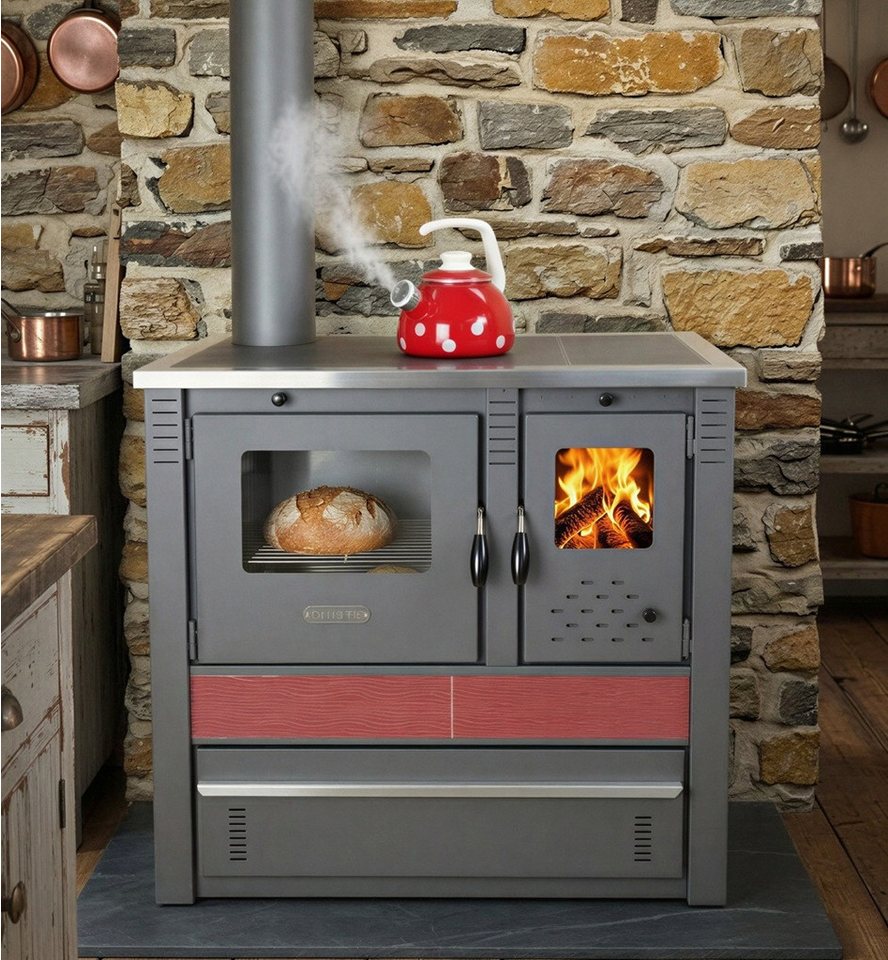 ProTermo Festbrennstoffherd PANONIA Kacheln bordeaux, linke Version, 8,5 kW Bild 4