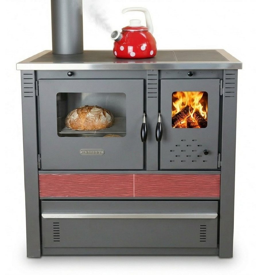 ProTermo Festbrennstoffherd PANONIA Kacheln bordeaux, linke Version, 8,5 kW Bild 5