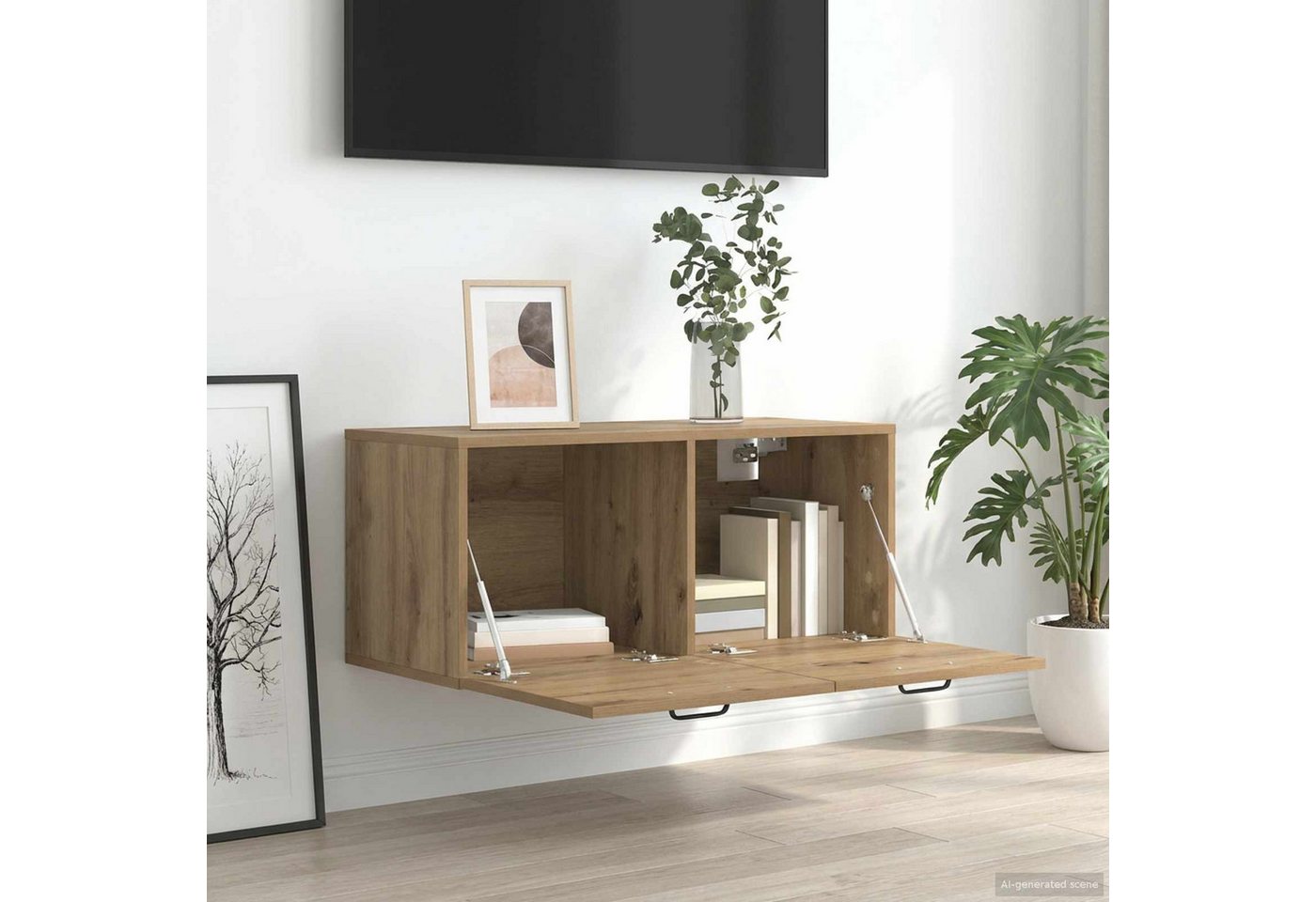 vidaXL Regal Wandschrank Wandhalterung Artisan-Eiche 80 x 36,5 x 35 cm, 1-tlg.