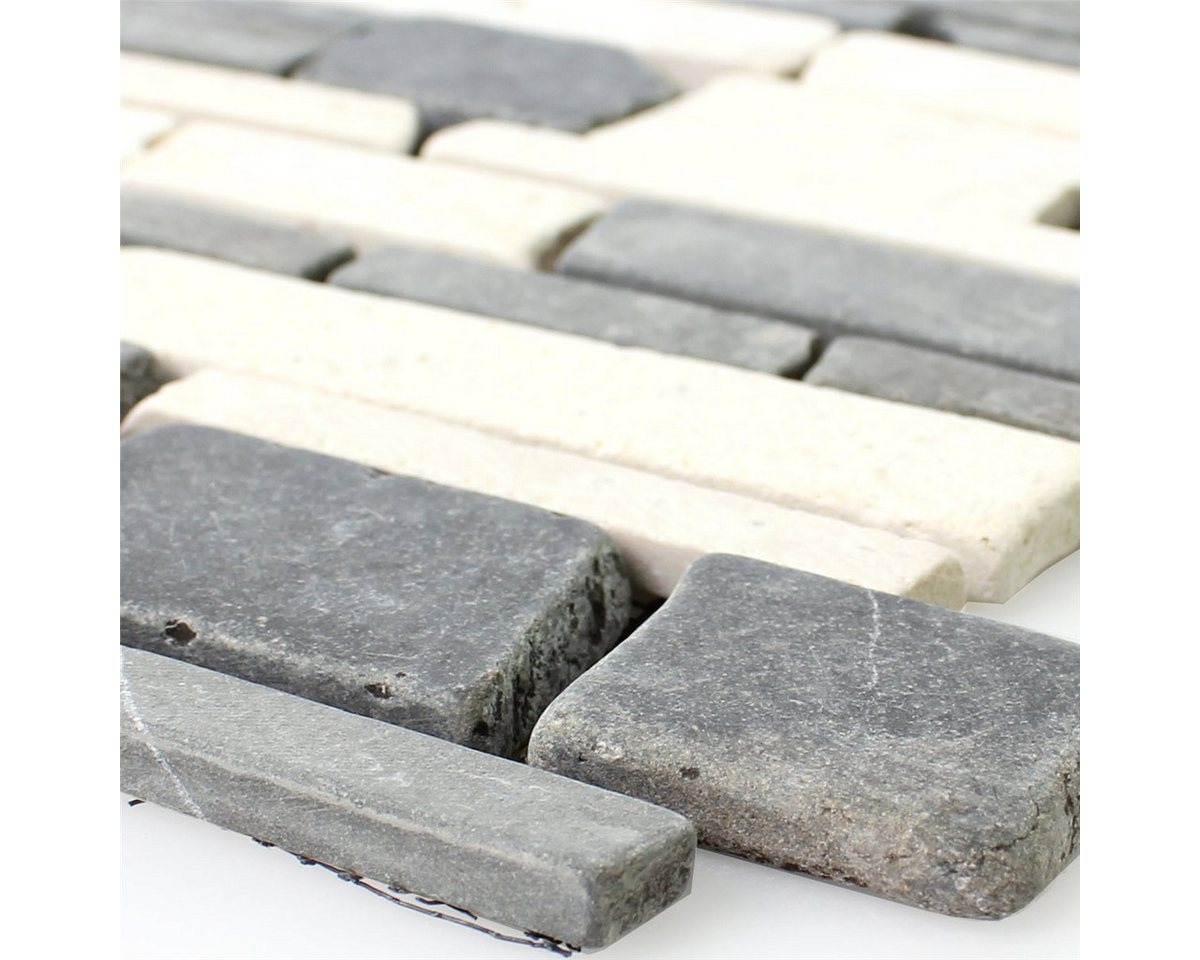 Mosafil Mosaikfliesen Mosaikfliesen Marmor Napola Bricks, Naturstein 30.500x30.500, weiß-beige-grau, Verlegefertig auf ein Netz geklebt - Frostsicher - Wasserfest - Bild 4