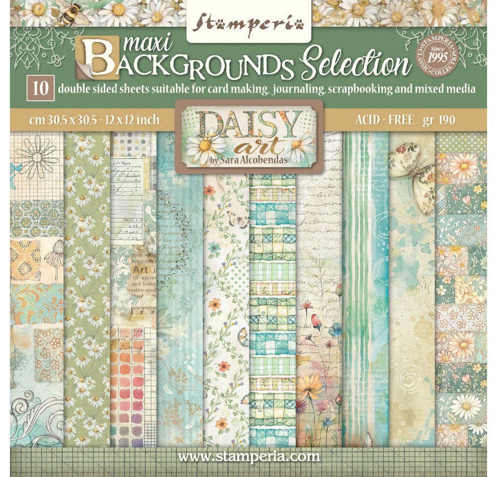 Stamperia Motivpapier Scrapbook-Block Daisy Art Backgrounds, 30,5cm x 30,5cm