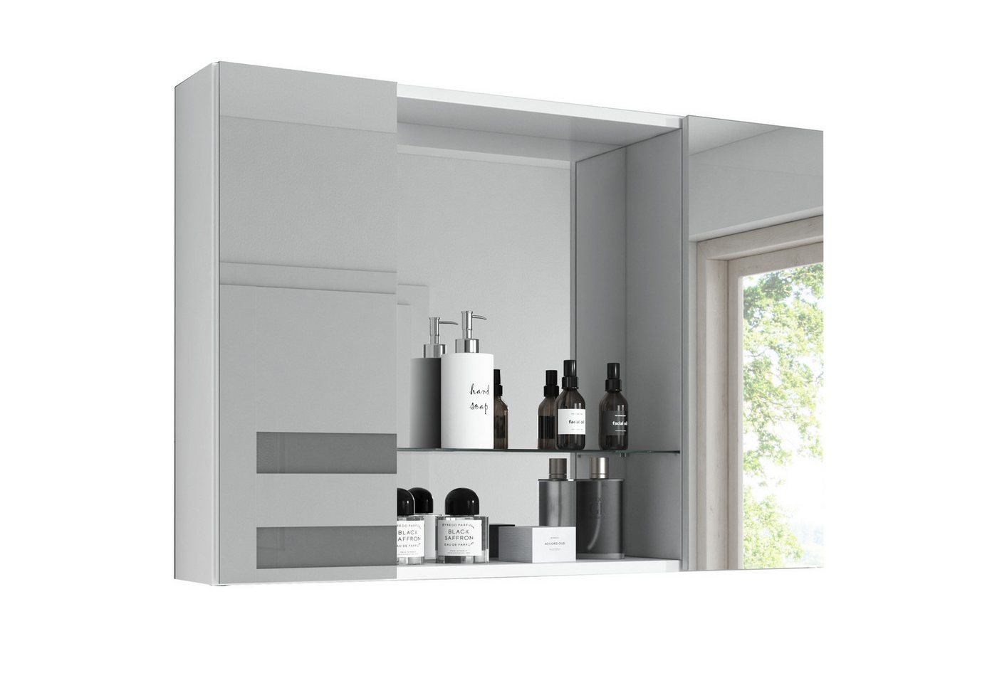 inter Badezimmerspiegelschrank Spiegelschrank Debby weiß 85cm (Spiegelschrank, 1 er Set) Breite 85cm Bild 3