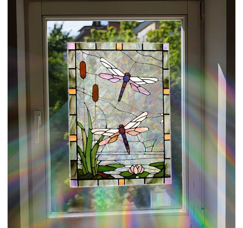 Diwzbyn Fensterfolie Buntglas-Fensterfolie, Fensteraufkleber mit Libellenmotiv Bild 2