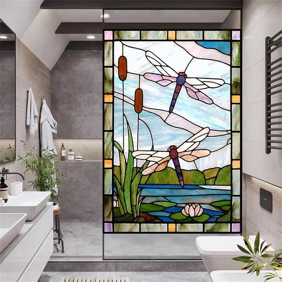 Diwzbyn Fensterfolie Buntglas-Fensterfolie, Fensteraufkleber mit Libellenmotiv Bild 3