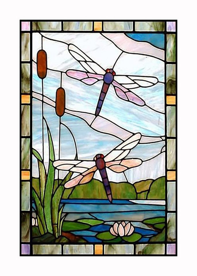 Diwzbyn Fensterfolie Buntglas-Fensterfolie, Fensteraufkleber mit Libellenmotiv Bild 4