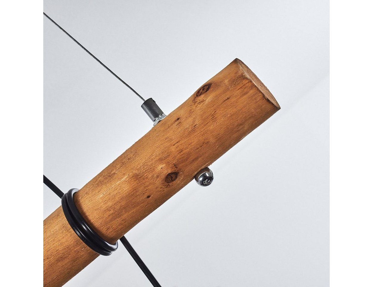 hofstein Pendelleuchte »Porzus« 3-flammige Hängelampe aus Metall/Holz in Schwarz/Braun, ohne Leuchtmittel, Hängeleuchte m. Holzstab u. gitterförmigen Schirmen, 3x E27
