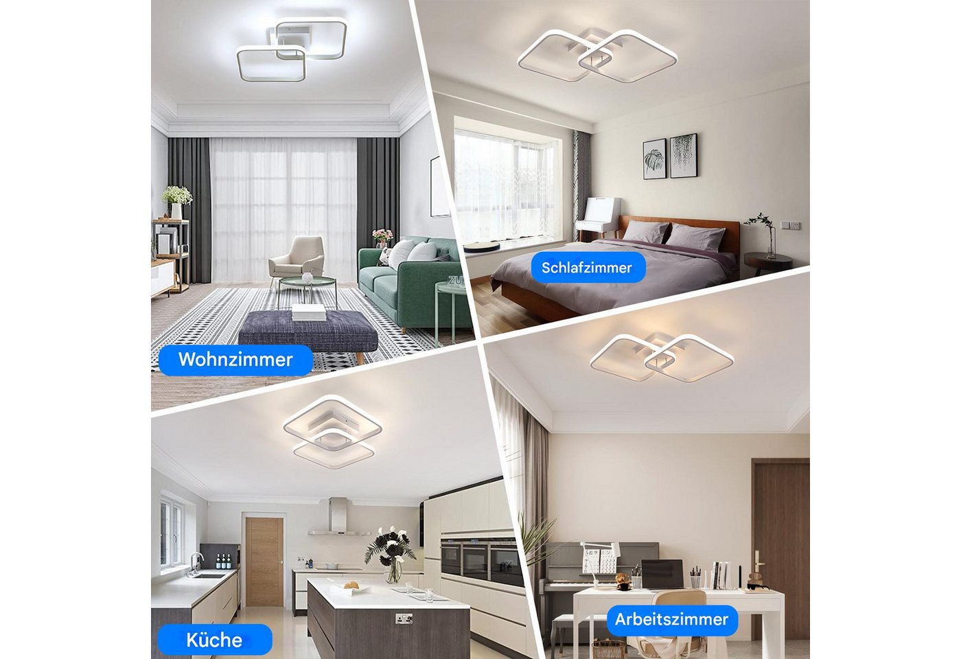 Riserva Deckenleuchte LED Deckenleuchte dimmbar 50W Fernbedienung Wohnzimmer Weiß, LED wechselbar Bild 2