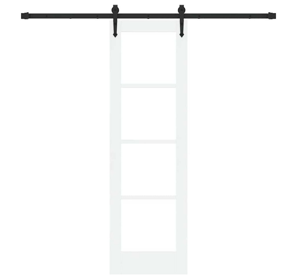 furnicato Schiebetür Massivholz Glas 61 x 198,5 cm Weiß und Schwarz, Leise gleitende Glastür mit platzsparendem Schiebesystem für innen