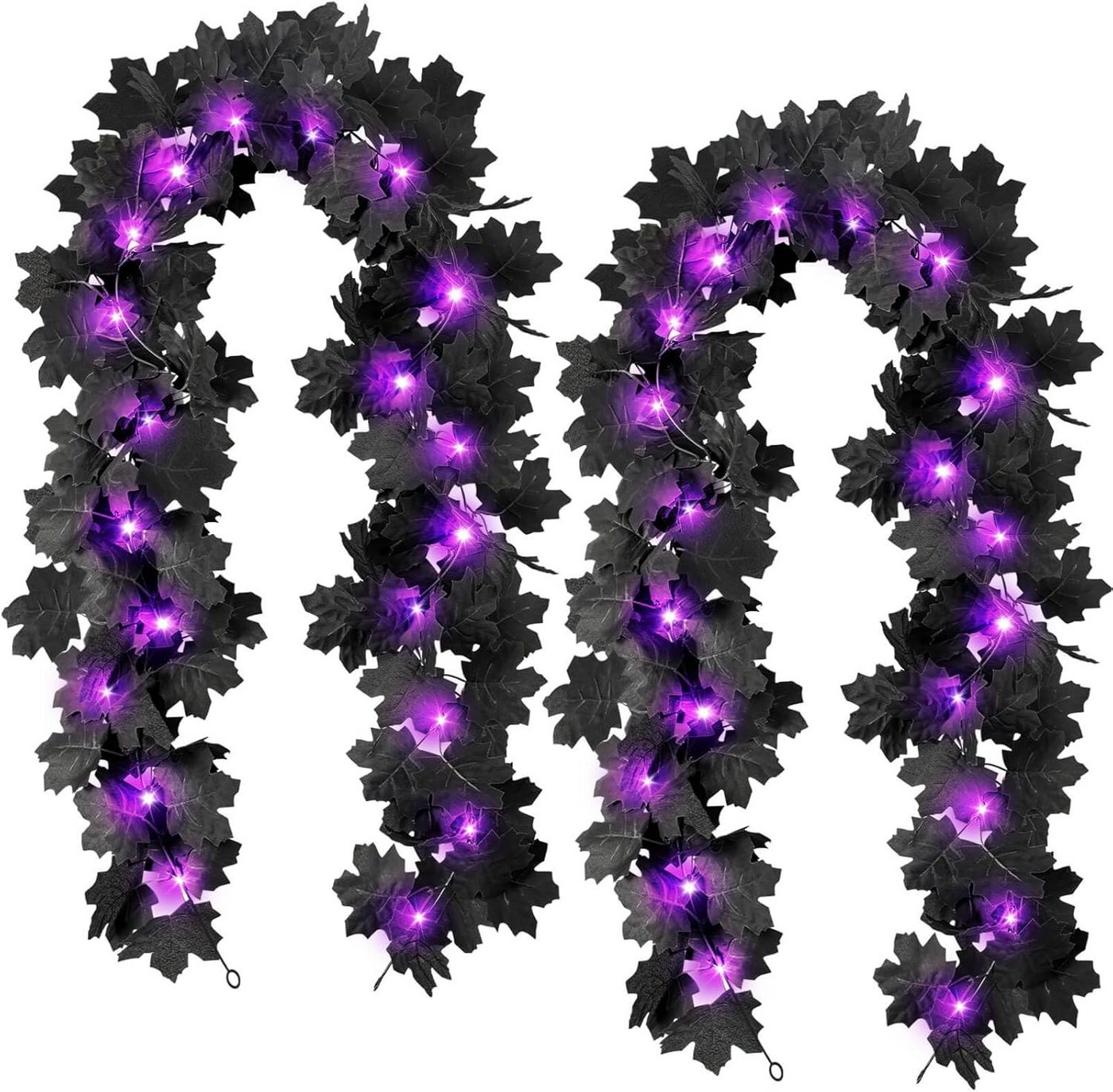 nsihing LED-Girlande 2M Schwarz Ahornblätter Herbstgirlande Mit 20 LEDs, Für Zuhause, Garten, Hochzeit, Kamin, Party Weihnachtsdekoration Bild 2