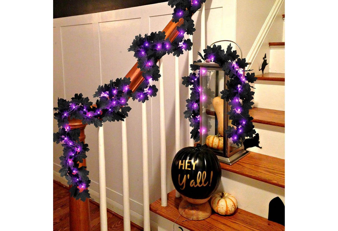 nsihing LED-Girlande 2M Schwarz Ahornblätter Herbstgirlande Mit 20 LEDs, Für Zuhause, Garten, Hochzeit, Kamin, Party Weihnachtsdekoration Bild 4