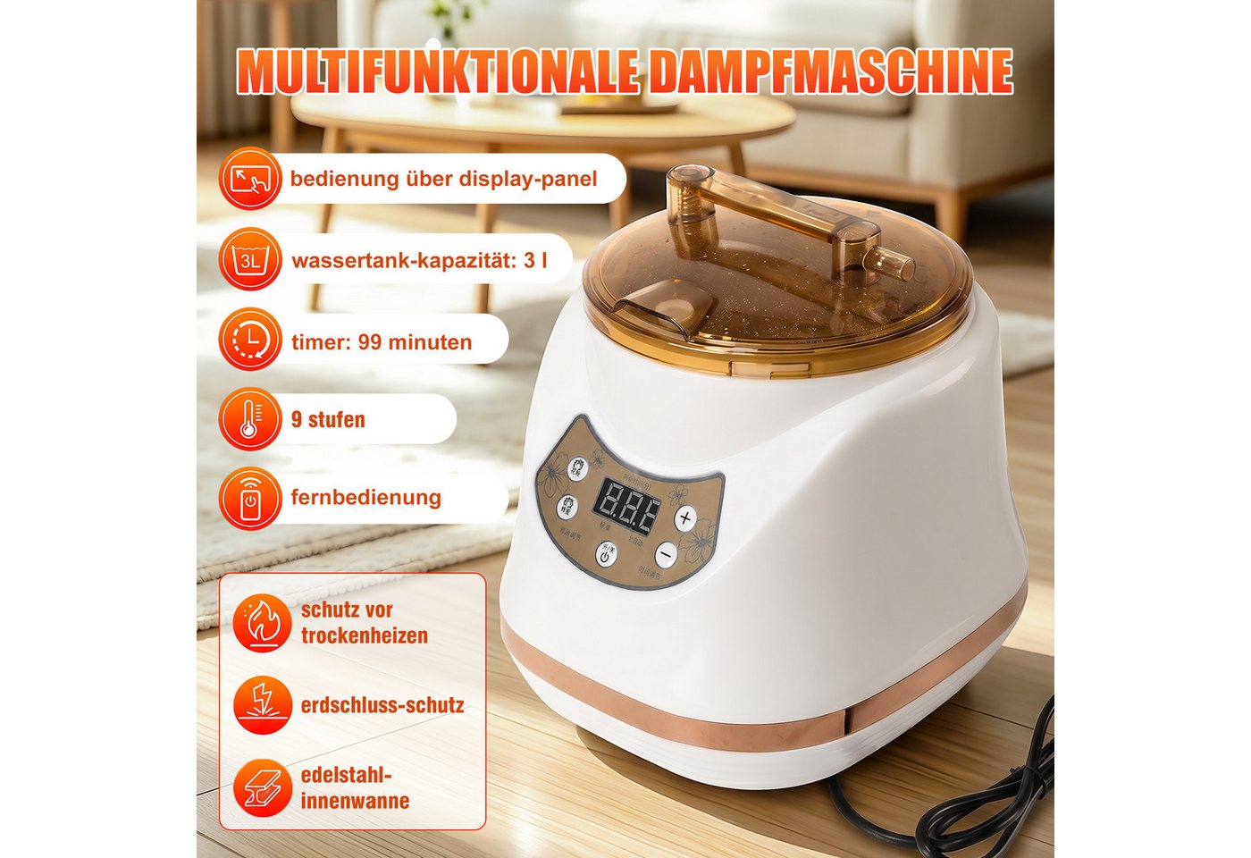 oyajia Sauna Dampfsauna für Zuhause mit 1500 W Dampfgenerator und 3 L Tank, (9 Wärmestufen und Timer für individuell einstellbaren Dampfkomfort, 90 × 90 × 180 cm Saunazelt mit Stuhl und Fernbedienung) Faltbares Home-Spa-Set mit Fußmatte und Fußmassagegerät Bild 2