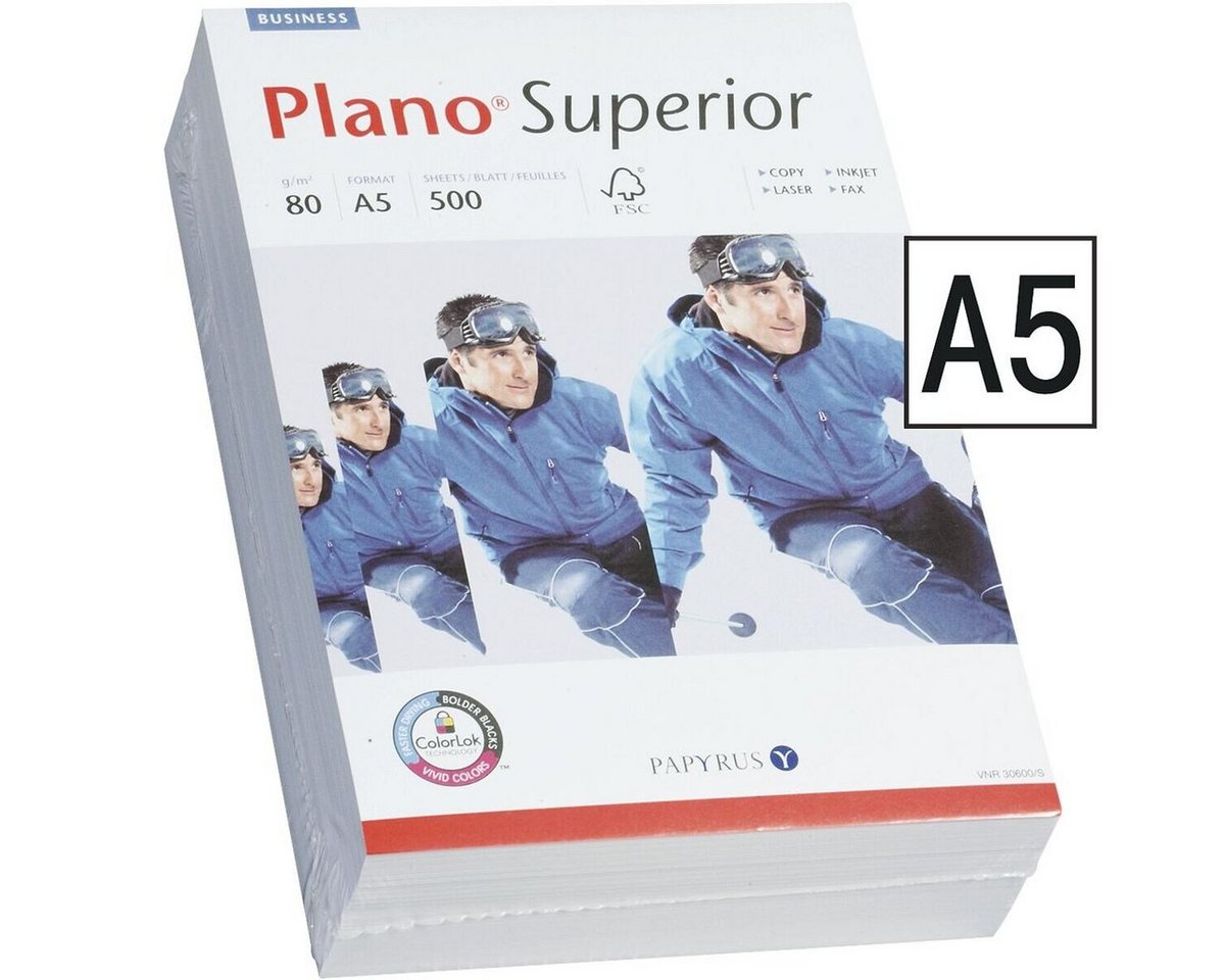 PLANO Druckerpapier Superior, Format DIN A5, 80 g/m², 165 CIE, 500 Blatt