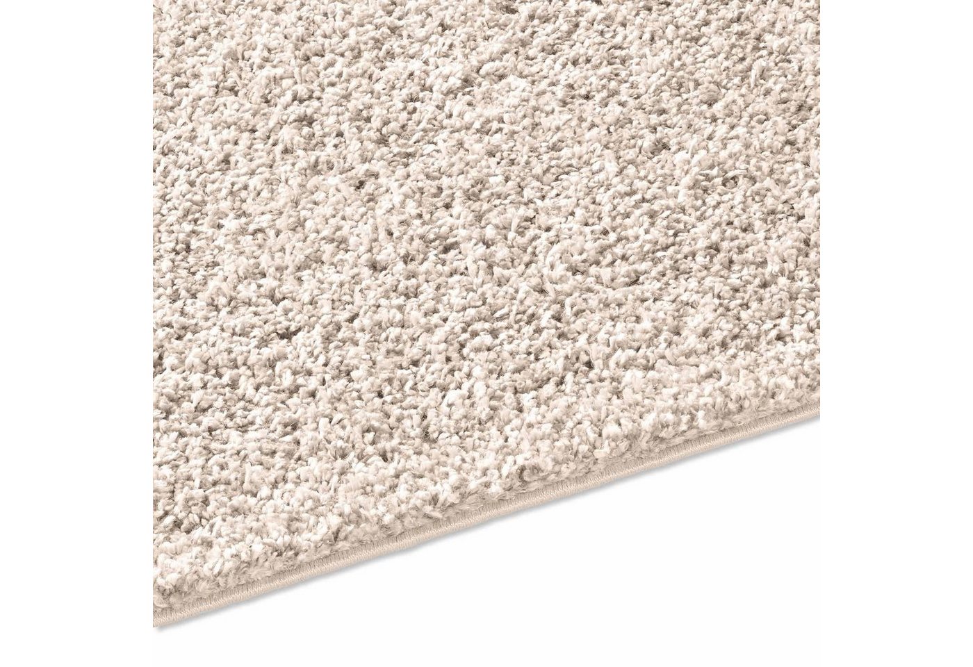 TaraCarpet Langflor-Teppich Venezia Shaggy, quadratisch, Höhe: 35 mm, Hochflor Shaggy Uni Creme Wohnzimmer Schlafzimmer 150x150 cm