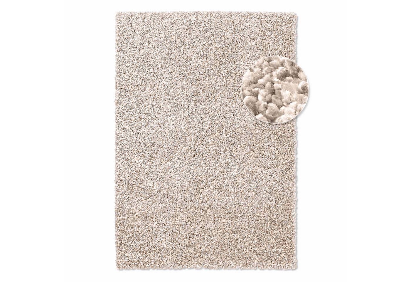 TaraCarpet Langflor-Teppich Venezia Shaggy, quadratisch, Höhe: 35 mm, Hochflor Shaggy Uni Creme Wohnzimmer Schlafzimmer 150x150 cm Bild 2