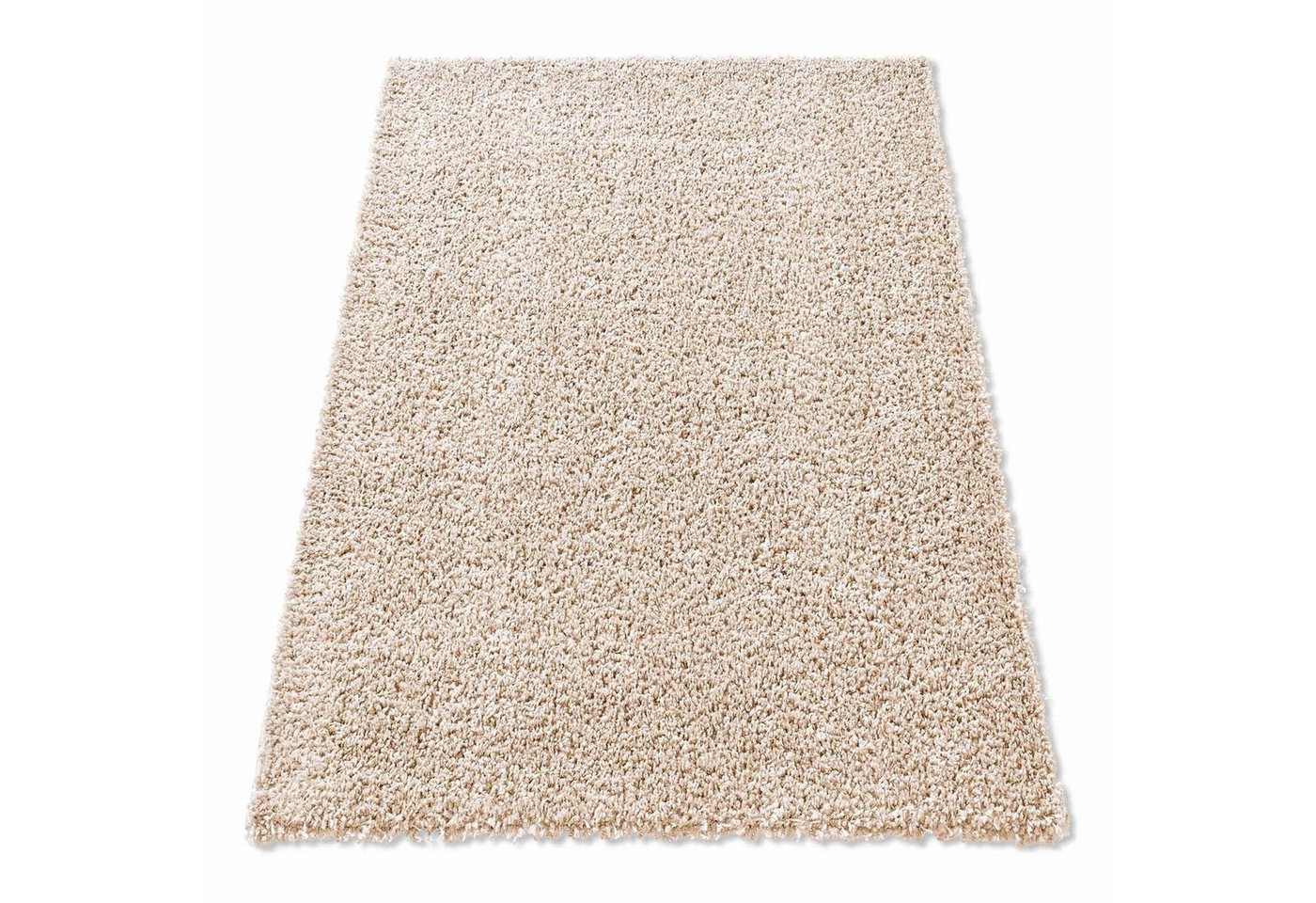 TaraCarpet Langflor-Teppich Venezia Shaggy, quadratisch, Höhe: 35 mm, Hochflor Shaggy Uni Creme Wohnzimmer Schlafzimmer 150x150 cm Bild 5
