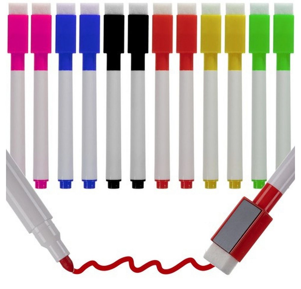 MAALEO Marker Whiteboard Marker Schwammradierer, (Spar-Set, 12-tlg., Trocken abwischbar), Geeignet für Whiteboards, Glas, Keramik, Kunststoff oder Metall Bild 5