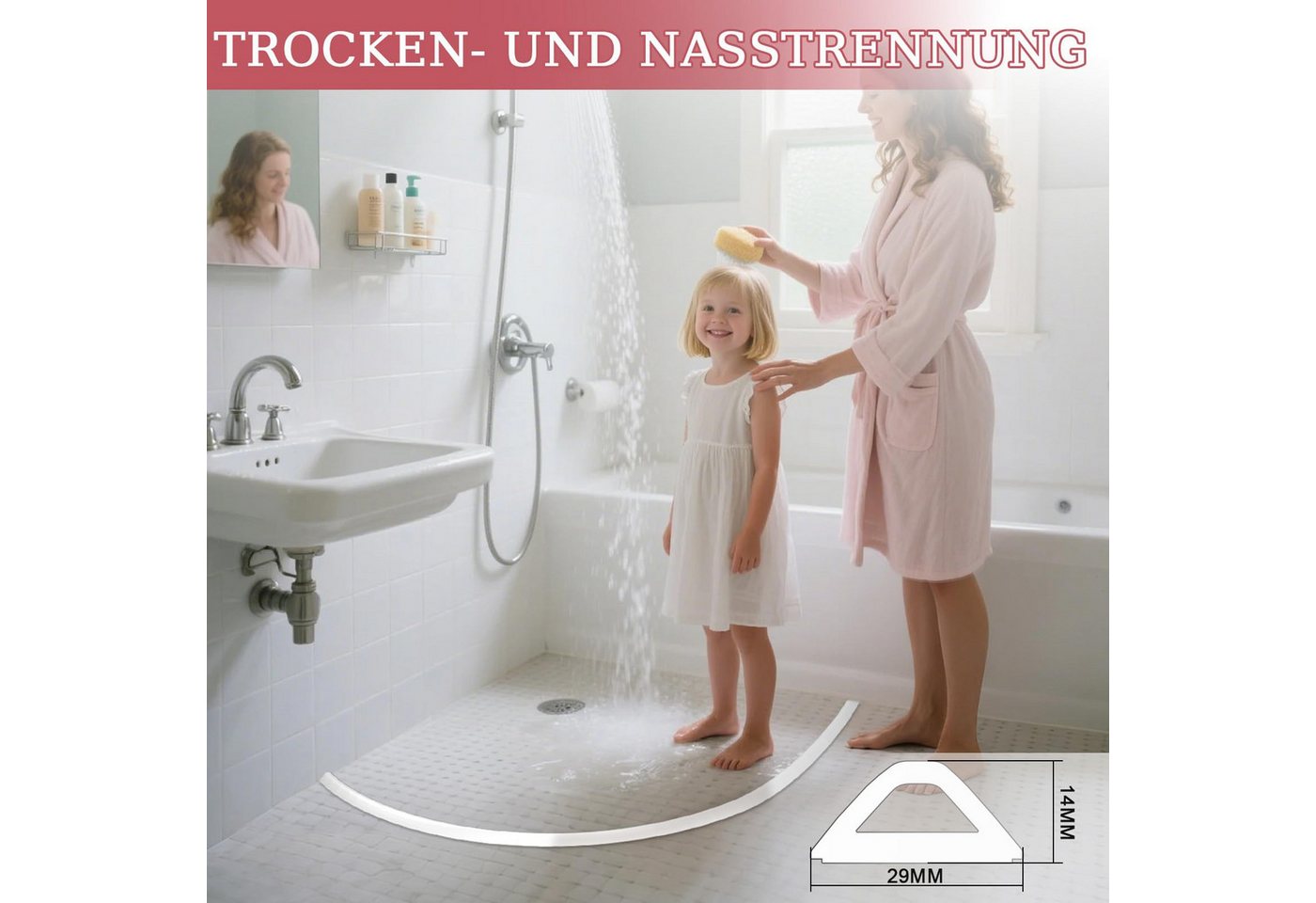 Zyronn Duschdichtung 100 cm Duschdichtungsprofil, Silikon-Wassersperre, Küchenarbeitsplatten-Duschdichtung, selbstklebende Spritzschutzleiste Bild 3