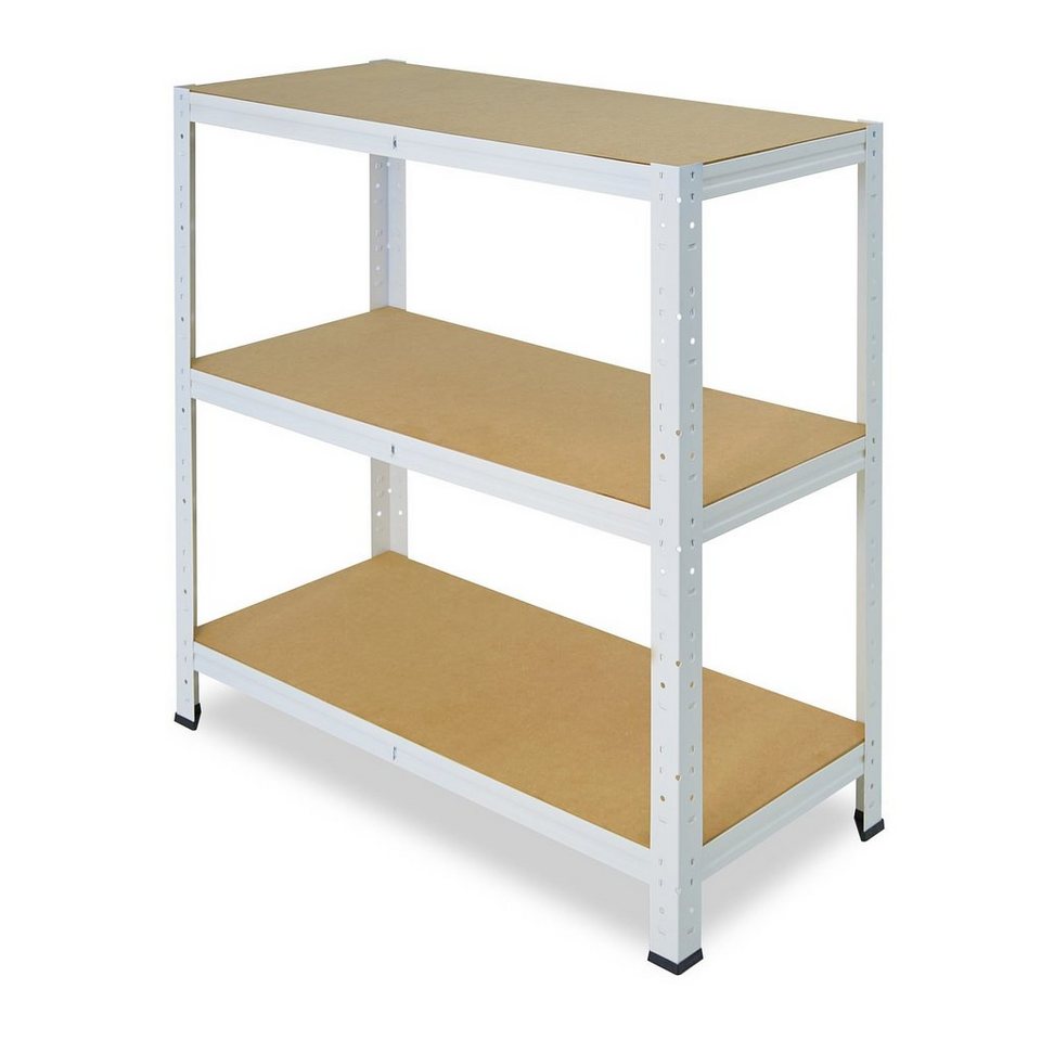 shelfplaza Schwerlastregal HOME, 90x60x50cm weiß, 3 Böden, Kellerregal, Garagenregal, Steckregal Bild 2