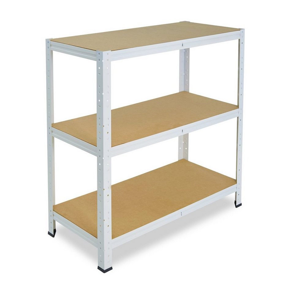 shelfplaza Schwerlastregal HOME, 90x60x50cm weiß, 3 Böden, Kellerregal, Garagenregal, Steckregal Bild 5