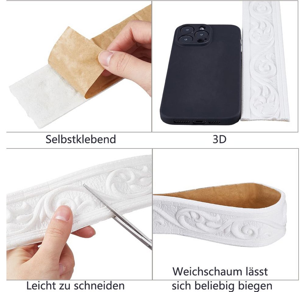 Coonoor Sockelleiste Selbstklebend Kantenschutz Leisten, Flexible Weichsockelleiste, 1-St., für Türen, Fenster, Wände, Küche, Fliesen Bild 2