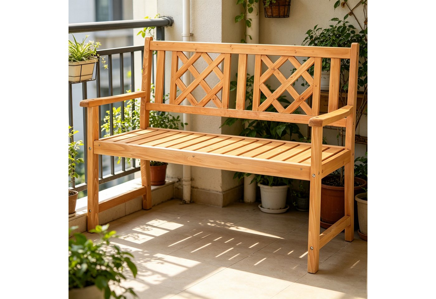 LEADZM Gartenlounge-Bank Gartenbank, Holzbank, Bank mit Rücken- & Armlehnen, Gartenbank Bild 2