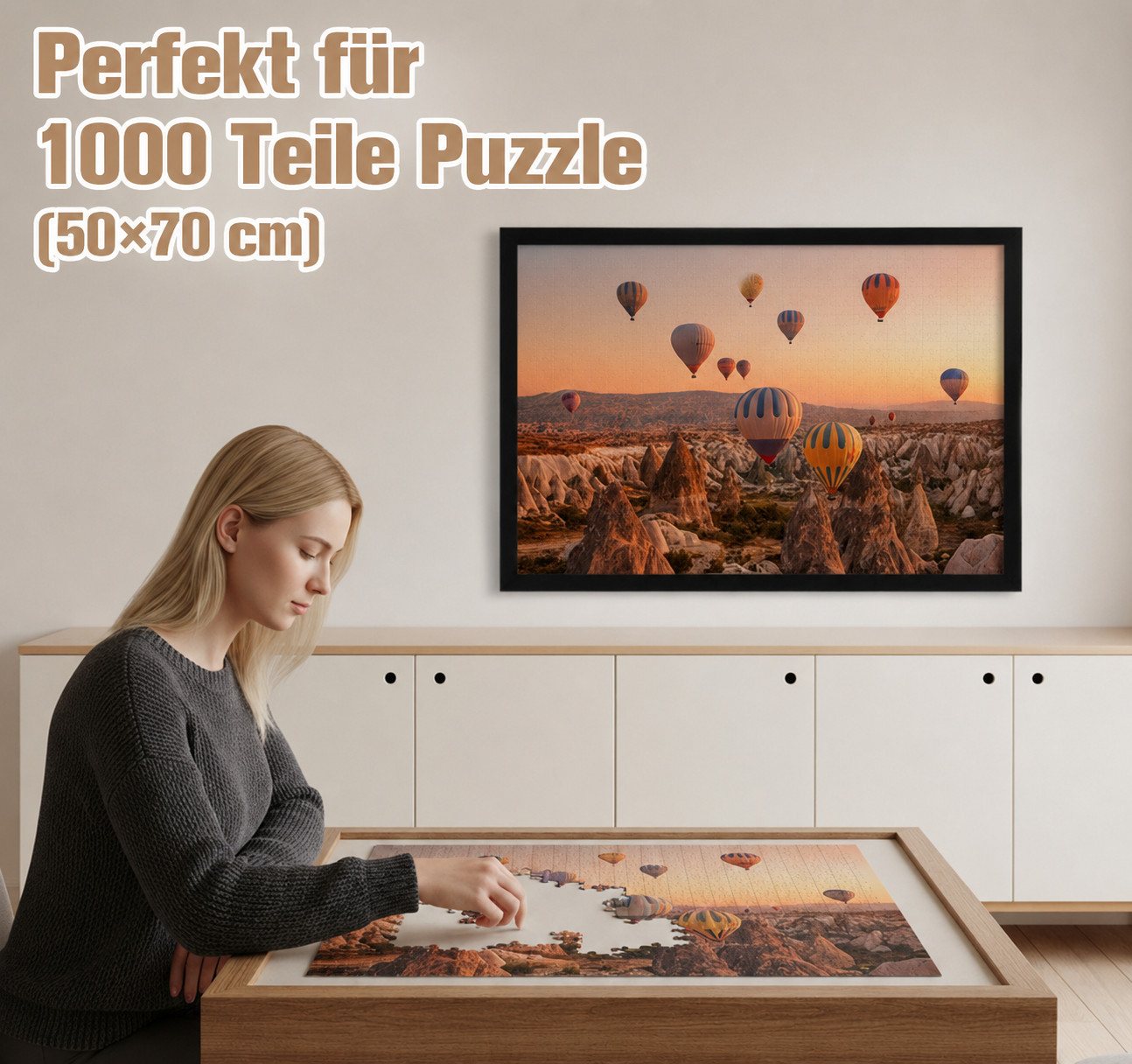 lindahandel Bilderrahmen Bilderrahmen 50x70 Schwarz MDF Acrylglas Hoch-Querformat, für Poster, Fotos, Kunstdrucke & Puzzles 1000-1500 Teile Bild 5
