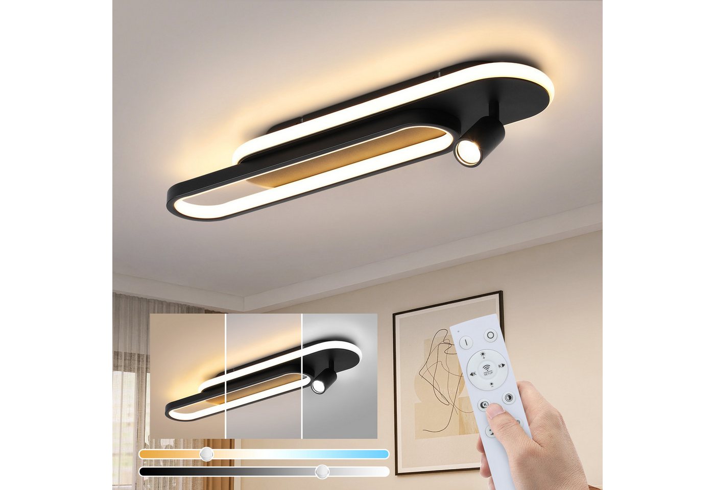 Nettlife LED Deckenleuchte LED Deckenleuchte Dimmbar mit 1 Deckenstrahler 46W, Dimmbar, LED fest integriert, Deckenlampe für Wohnzimmer Schlafzimmer Galerie Bild 4