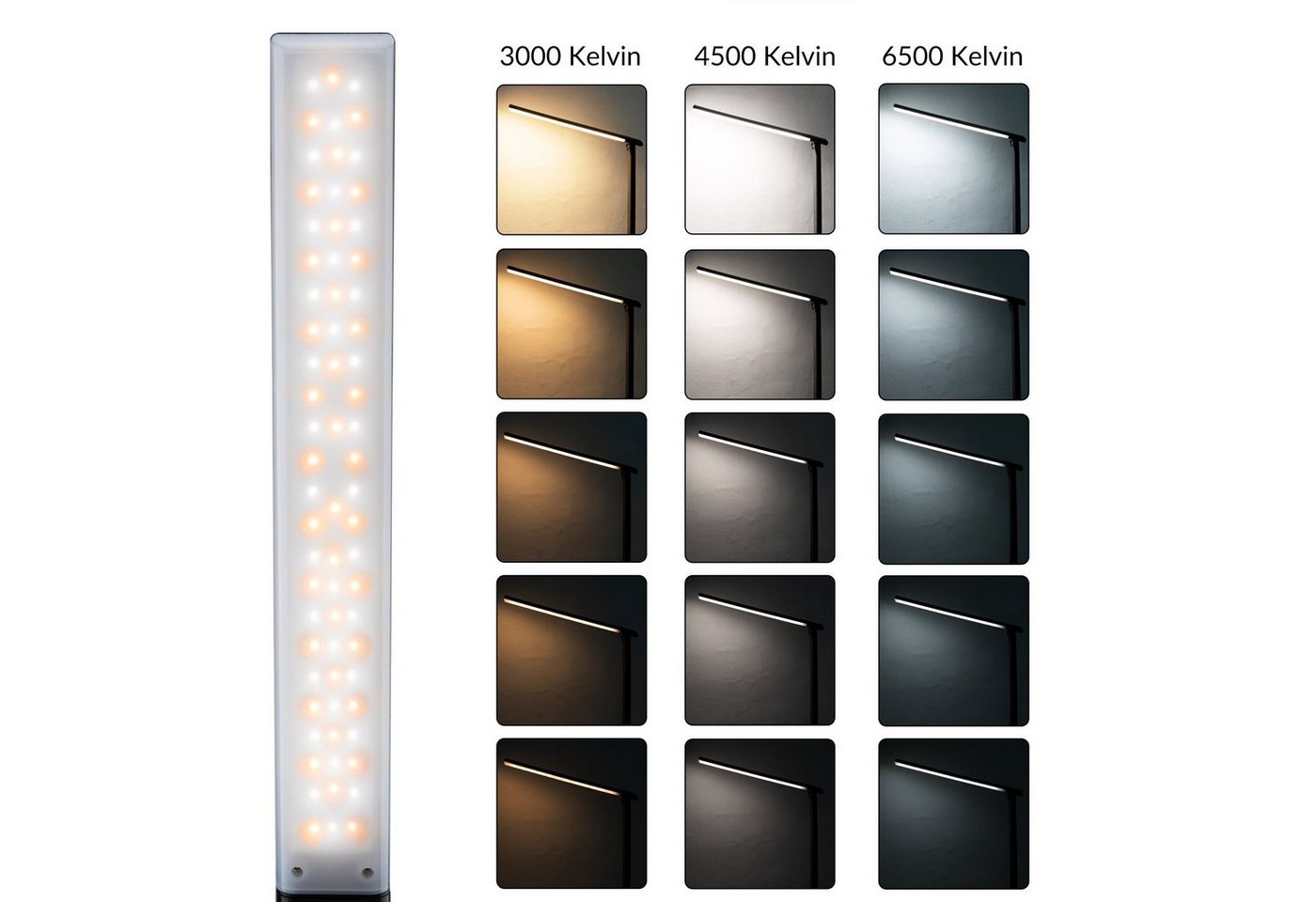 monzana Tischleuchte Cataleya, Schwarz, LED Schreibtischlampe Schwarz 3 Farb- und 5 Helligkeitsstufen USB Bild 2