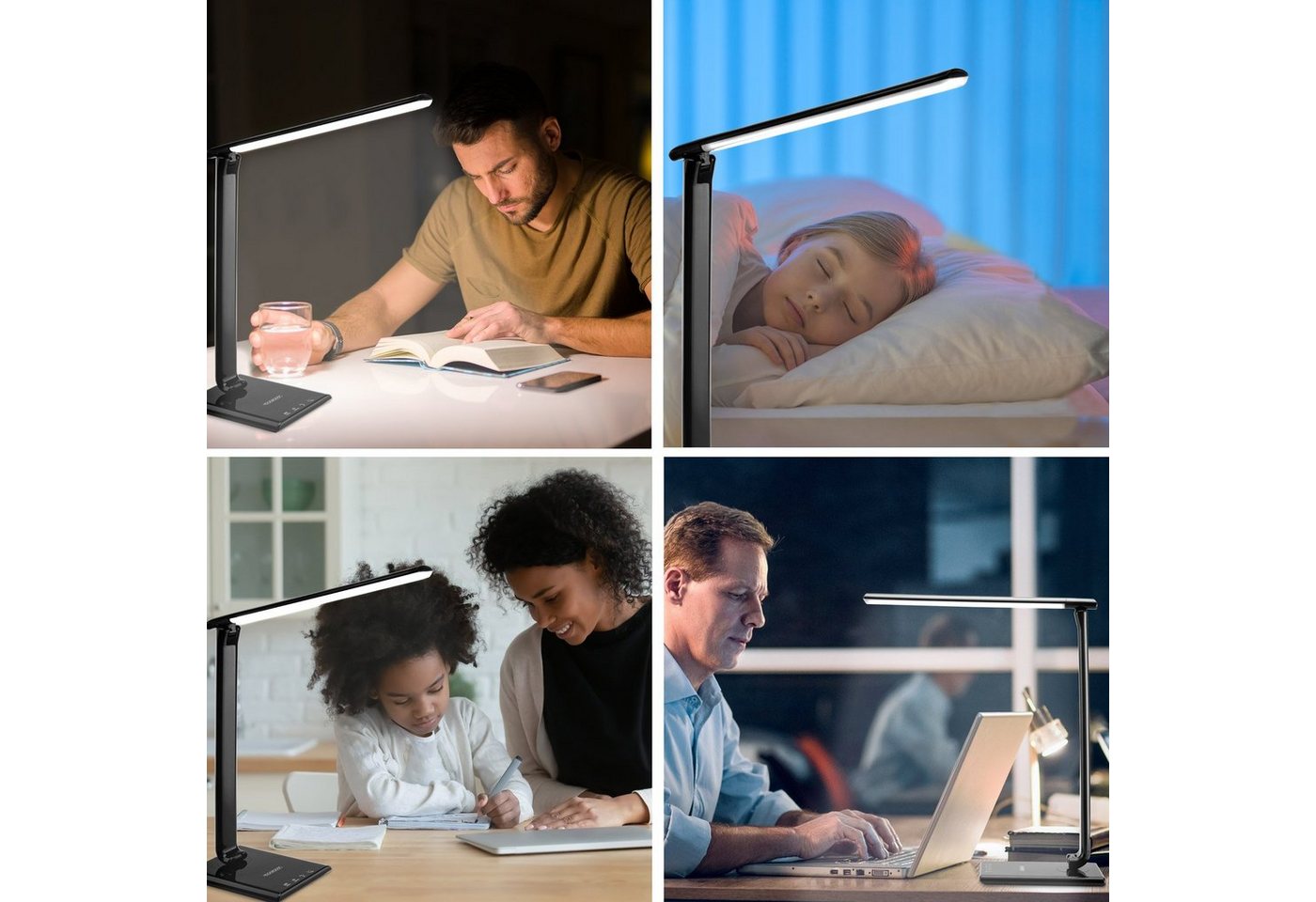 monzana Tischleuchte Cataleya, Schwarz, LED Schreibtischlampe Schwarz 3 Farb- und 5 Helligkeitsstufen USB Bild 3