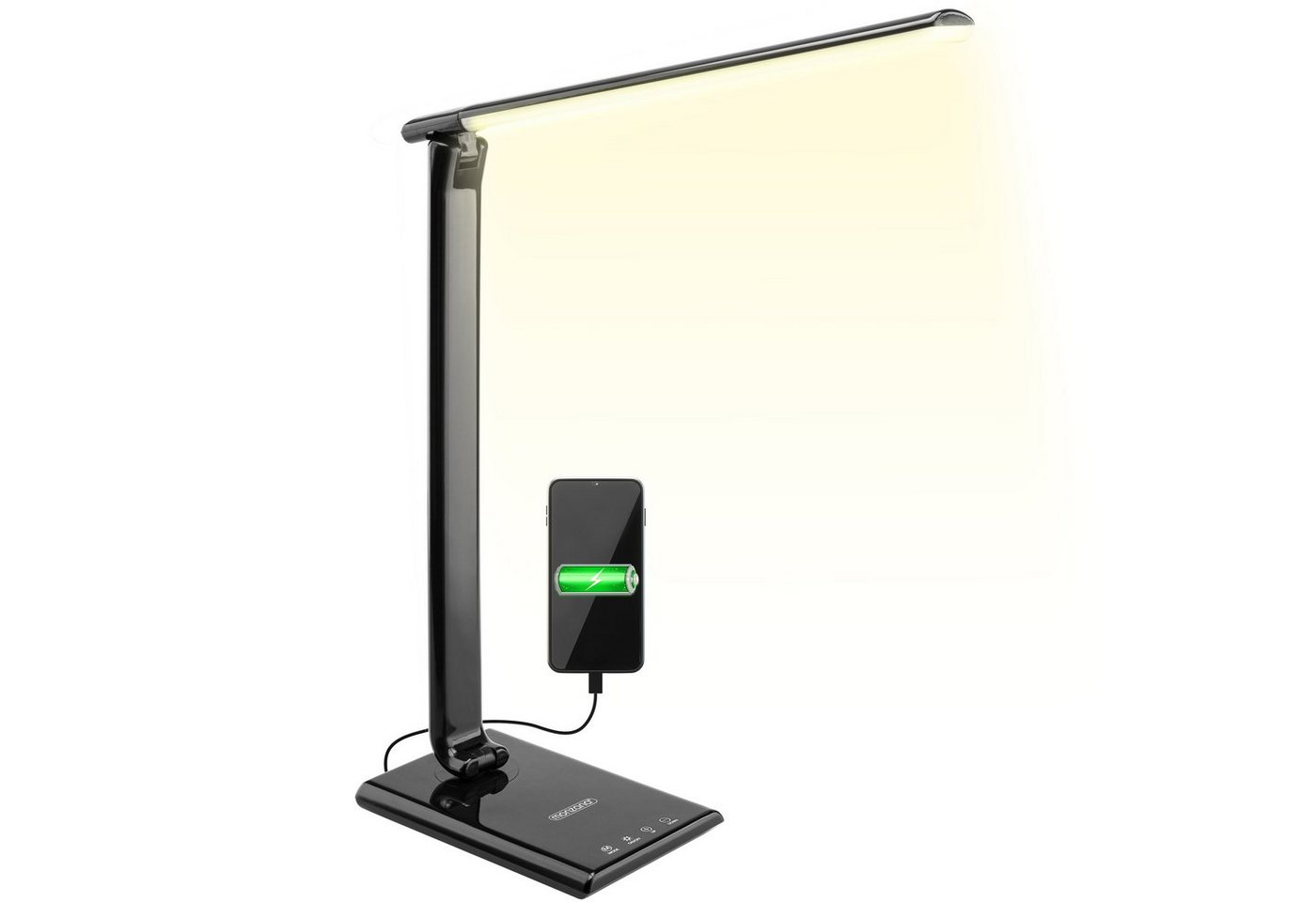 monzana Tischleuchte Cataleya, Schwarz, LED Schreibtischlampe Schwarz 3 Farb- und 5 Helligkeitsstufen USB Bild 4