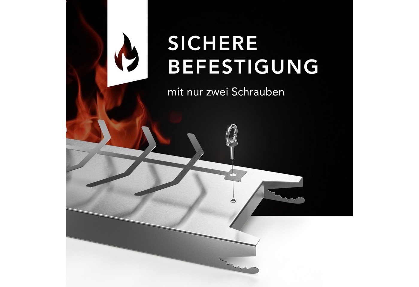 FANNOU Grillguthalter Flammlachsbrett Edelstahl 1er Set – für Feuerschale & Grill, (1-St), Flammlachshalter 52cm, 180 Grad drehbar, spülmaschinenfest Bild 3