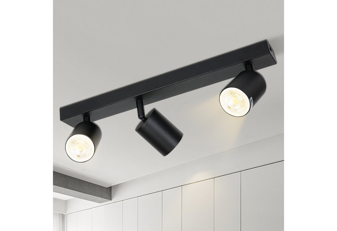 ZMH Deckenstrahler 3 Flammig Deckenleuchte Modern 42CM GU10 für Schafzimmer Whonzimmer, ohne Leuchtmittel, max. 6W pro Spot, 42×5,5×14cm, kompakt Bild 4