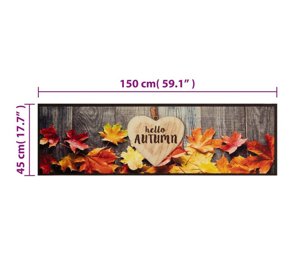 furnicato Teppich Küchenläufer Herbst Druck 150 x 45 cm Samtstoff Latex Rückseite, 45 x 150 cm, Maschinenwaschbare Teppichmatte mit rutschfester Latex-Rückseite Bild 3