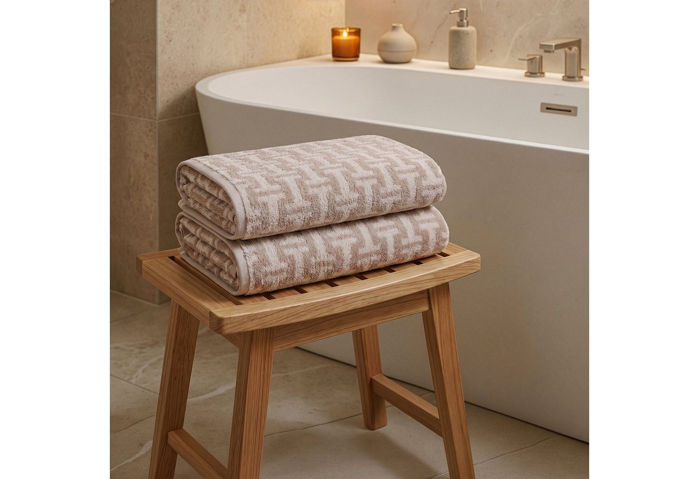 L'Essentiel Maison Badetücher Whitney, Walkfrottier (Set, 2-St), 2-teiliges Set, 100 % Baumwolle, 400 g/m², 70 x 140 cm
