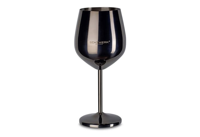 ECHTWERK Weinglas Weingläser aus Edelstahl 6tlg., 6-tlg., Edelstahl, bruchsichere Weinkelche, 21x 7,3cm, 0,5L, Black-Edition