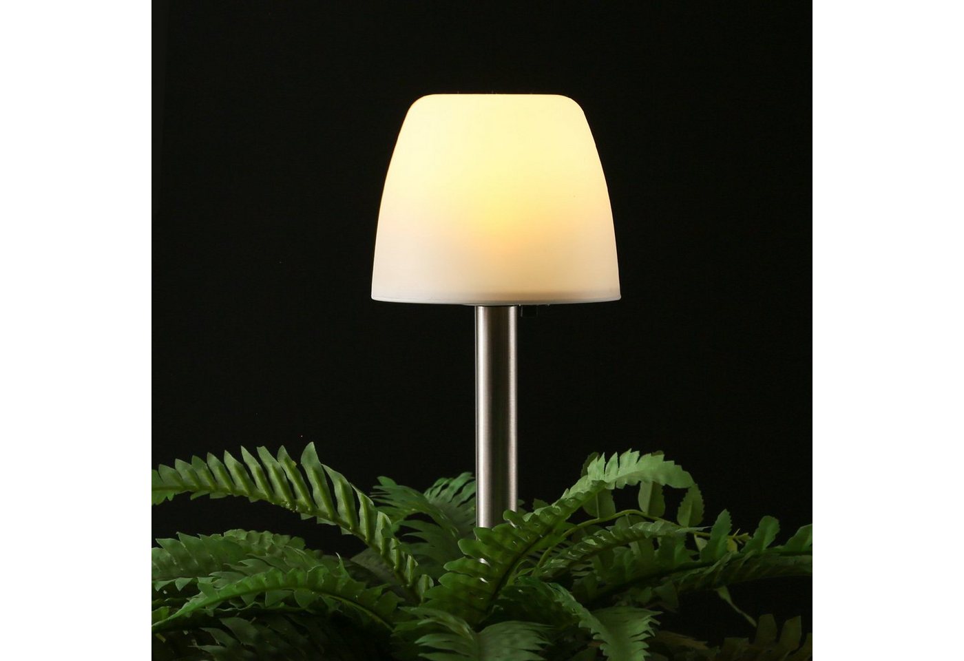 MARELIDA LED Solarleuchte LED Solar Wegleuchte Erdspieß milchig Lampenschirm Garten Balkon, LED Classic, warmweiß (2100K bis 3000K)