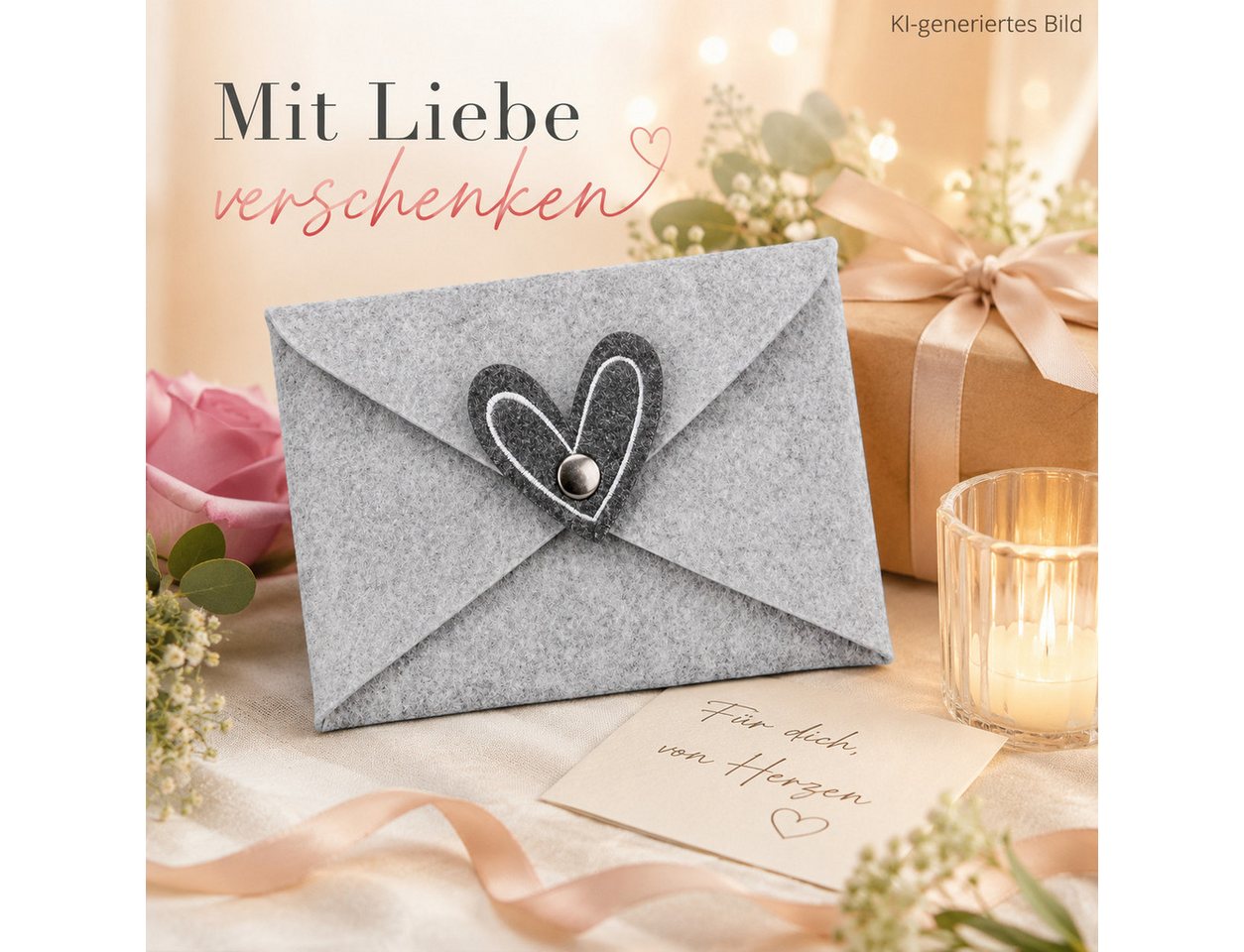 GILDE Briefumschlag Filz Briefumschlag Herz 16 x 11 cm Bild 3