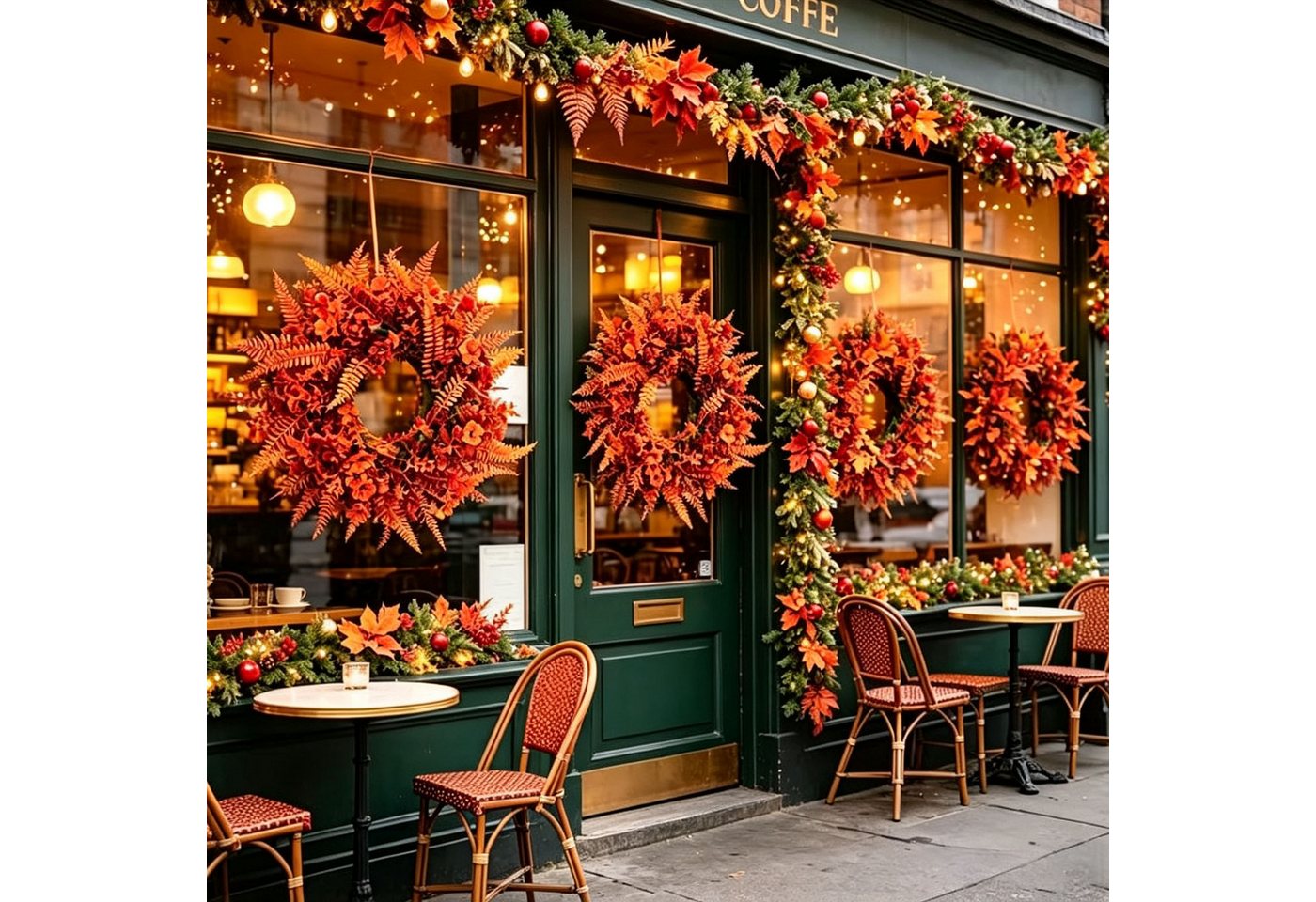 Agger Dekokranz Künstlicher Eukalyptus-Kranz, herbstlicher Kunstblumenkranz, geeignet für Halloween-, Thanksgiving- und Herbstdekorationen Bild 5