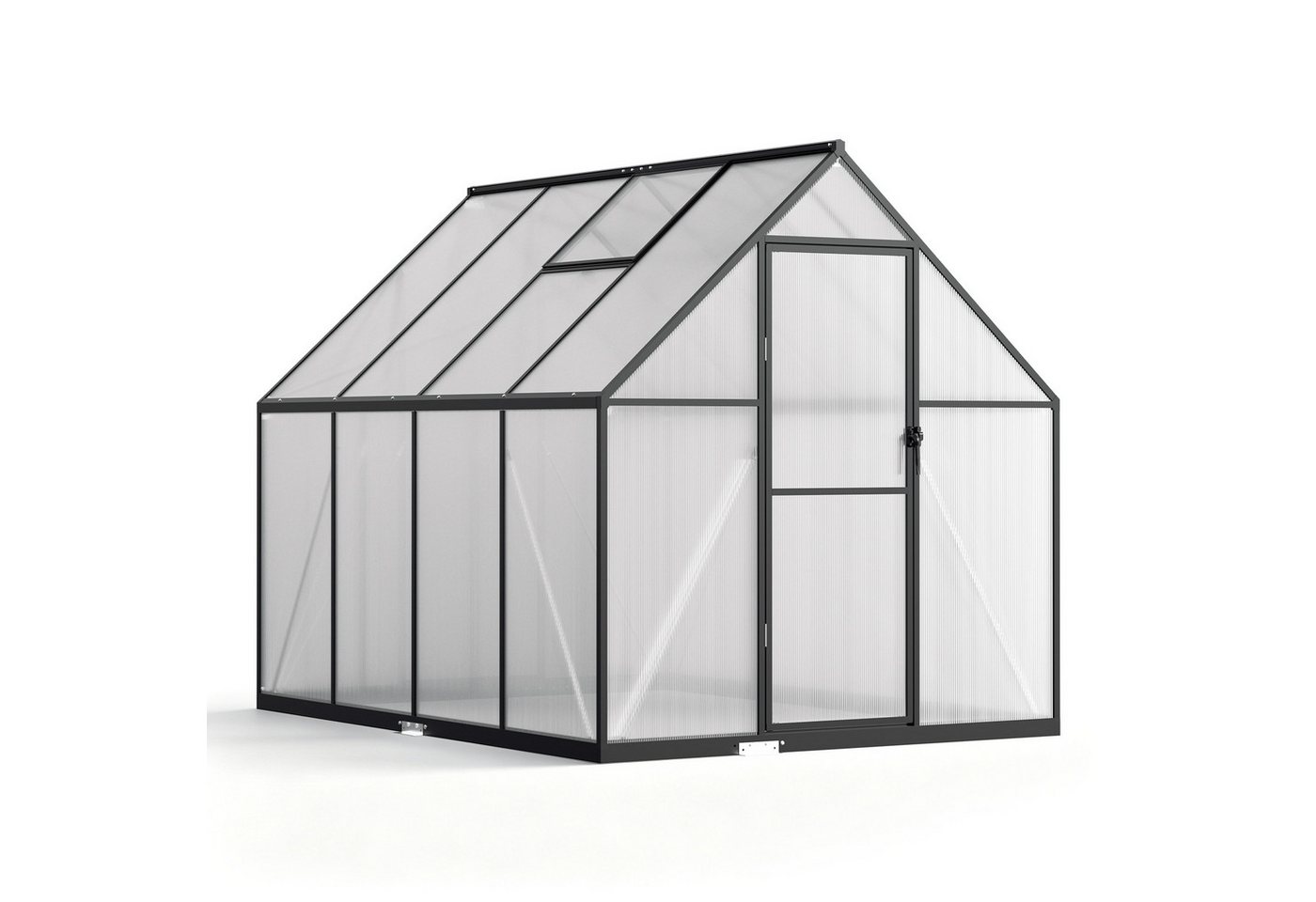 Clanmacy Gewächshaus Aluminium-Gewächshaus 224 × 170 × 195 cm, Schwarz