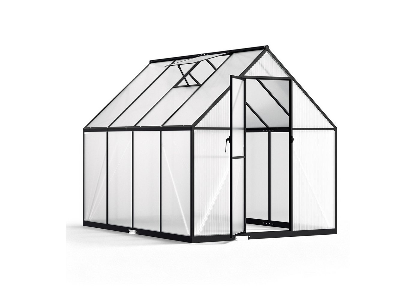 Clanmacy Gewächshaus Aluminium-Gewächshaus 224 × 170 × 195 cm, Schwarz Bild 2